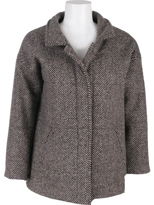 Blu Elyaflı Dik Yaka Kaban