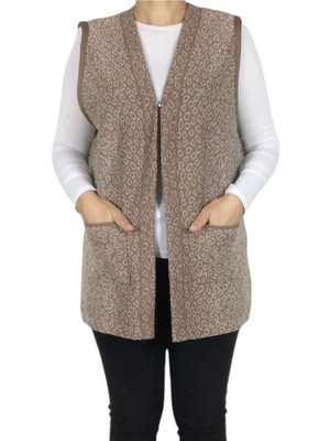 Ece Giyim Kadın Önü Agraflı Cepli Kalın Kışlık Yelek