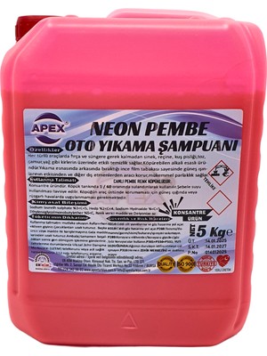 Apex Pembe Renkli Oto Yıkama Köpüğü, 5 Kg Konsantre Renkli Şampuan, Pembe Köpük Oto Yıkama Süngeri Hediye