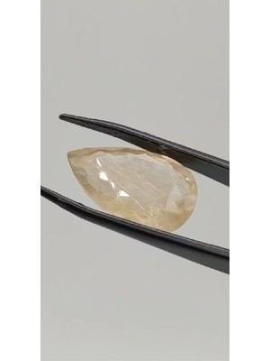 Aries 20.00 Ct 23.2x15.7 mm Pear Natural Golden Rutilated Quartz Faceted