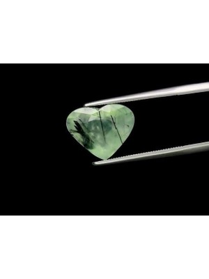 Aries 5.56 Ct 13.7x11 mm Heart Natural Green Prehnite With Black Needles, Africa