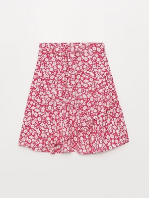 Karışık Beli Lastikli Desenli Kız Çocuk Etek