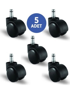 5 Adet Ec03Gmkm50, Pimli Mobilya Tekerleği Koltuk Tekeri, Çap:50, 5Li Set, Geniş Tip