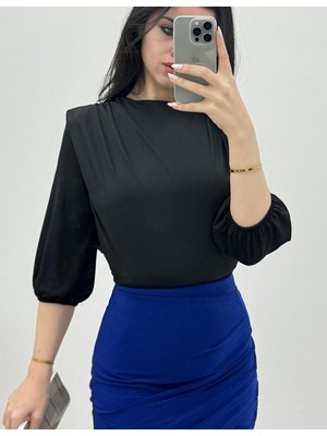 Içi Tulumlu Omuzdan Büzgülü Vatkalı Sendy Bluz