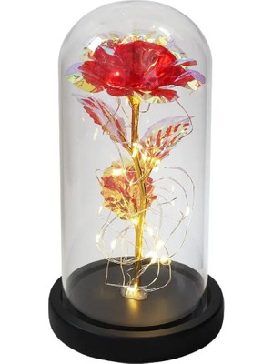 LED Işıklı Yapay Gül – Akrilik Kapaklı, Dekoratif ve Romantik Hediye, Sevgililer Günü, Anneler Günü ve Özel Günler Için Şık Tasarım, Çok Amaçlı Kullanım, Işıklı Ev ve Masa Dekoru