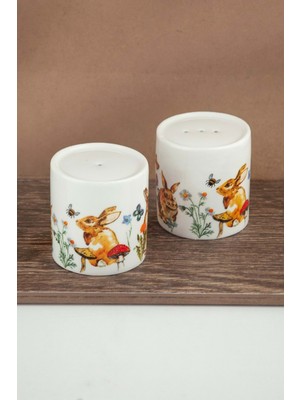 Tavşan Porselen Tuzluk & Karabiberlik