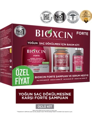 Bioxcin Forte Yoğun Bakım Şampuanı - Saç Dökülmesine Karşı Etkili, Tüm Saç Tiplerine Uygun, 300 ml, Bitkisel Formül, Paraben İçermez