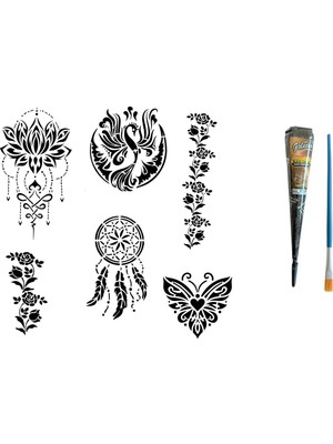 Airbrush Tattoo Zarif Kadınlar Hint Kınasıyla Geçici Dövme Yapma Seti