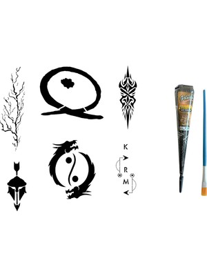 Airbrush Tattoo Karma Ying Yang Hint Kınasıyla Geçici Dövme Yapma Seti
