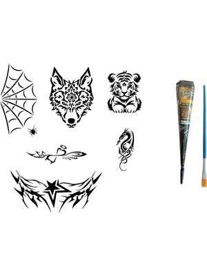 Airbrush Tattoo Vahsi Kanat Hint Kınasıyla Geçici Dövme Yapma Seti