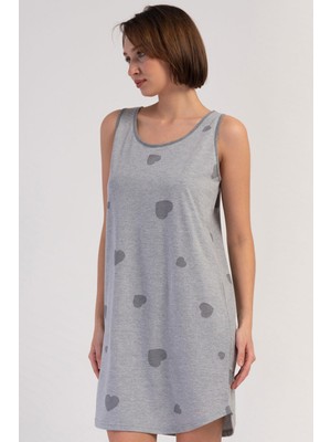 Kadın Kalın Askı Gri Melanj Tunik 409164