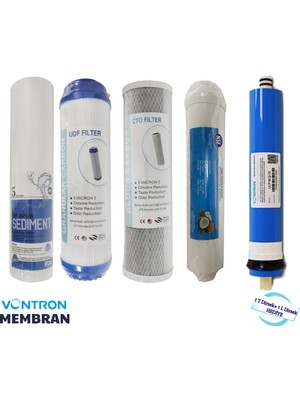 Evora Vontron Membranlı 10" Açık Kasa 5'li Filtre Seti