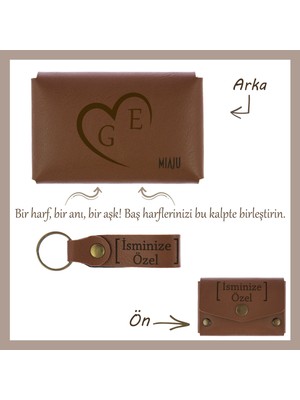 Miawiki Kahve Renk, Sevgilinizle Isimleriniz Yan Yana! Kalp Işlemeli Isme Özel Cüzdan & Anahtarlık Seti