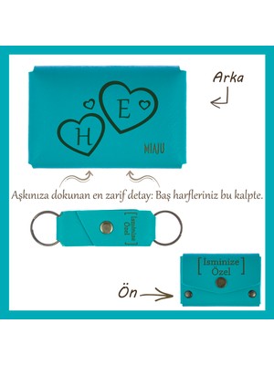 Miawiki Koyu Turkuaz, Sevgilinizle Isimleriniz Yan Yana! Kalpli Kişiye Özel Cüzdan & Anahtarlık Seti,