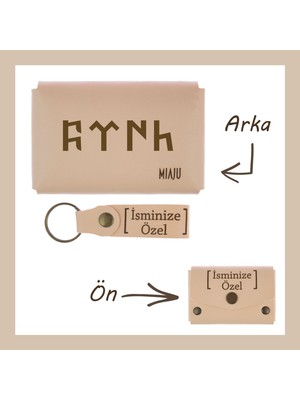 Miawiki Pudra Renk, Türk Milletinin Geçmişini Hatırlatan, Isminize Özel Kişisel Cüzdan ve Anahtarlık  Set