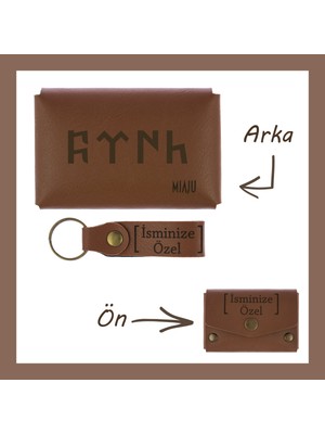 Miawiki Kahve Renk, Türk Yazılı, Isme Özel, Cüzdan ve Anahtarlık Set, Dosta lik, Mükemmel Anı Hatıra
