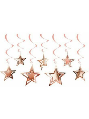 Patladı Gitti 10 Lu 3D Yıldız Tavan Sarkıt Süs Rose Gold