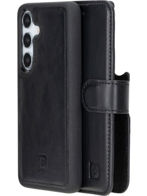 Bouletta Samsung Galaxy S25 Uyumlu Deri El Yapımı Cüzdanlı Kılıf Siyah