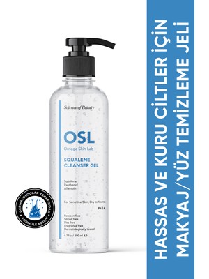 OSL Omega Skin Lab Hassas Ve Kuru Ciltler Için Makyaj Ve Yüz Temizleme Jeli - Squalene Cleanser Gel 200ml