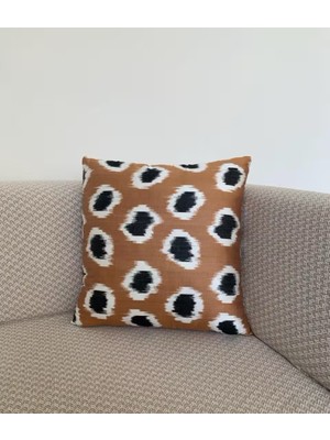 El Yapımı Ikat Yastık Kılıfı Kahverengi Siyah Ikat Kadife Yastık Geometrik Dekoratif Yastık Kılıfı