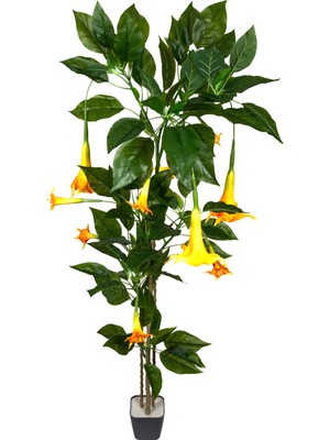 Herdekora Yapay Ağaç Datula-Boru Çiçeği Gerçek Dokulu 104 Yaprak 10 Çiçekli Yeşil 160  cm