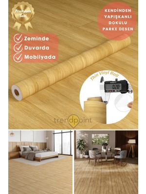 Trendpoint Kendinden Yapışkanlı 60 cm×100 cm Parke Görünümlü Premium Zemin Duvar Kağıdı Dolap Kaplama