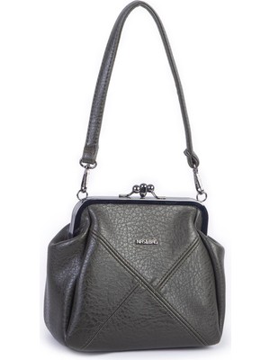 Nas Bag Mini Vintage Burslu Klipsli Kadın Omuz ve Çapraz Çanta Yeşil Victoria ( 20X17 Cm)