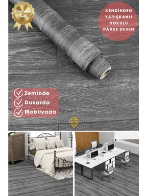 Trendpoint Kendinden Yapışkanlı 60 cm×300 cm Parke Görünümlü Premium Zemin Duvar Kağıdı Dolap Kaplama