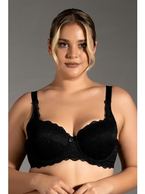 Kadın Desteksiz Büyük Beden Balenli Siyah Sütyen C2T4N0O843