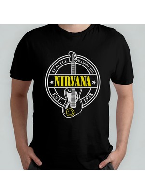 Pixxa Nirvana - Grunge %100 Pamuklu Bisiklet Yaka T-Shirt Model 3