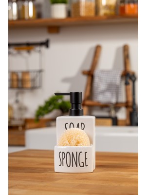 FH finehome Bianco Soap Sponge Seramik Sıvı Sabunluk