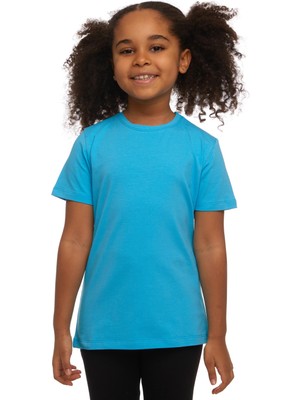 Lovetti Okyanus Mavi Unısex Sıfır Yaka Kısa Kollu Tişört