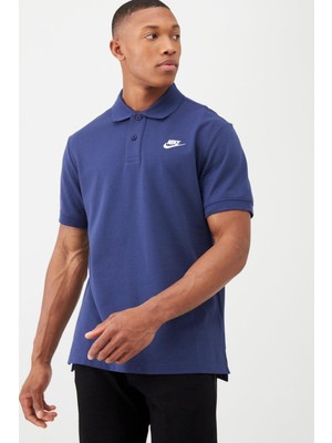 Nike Sportswear Clup Geniş Kalıp Erkek Lacivert Polo Yaka Tişört ( Bir Beden Ufak Alınız )