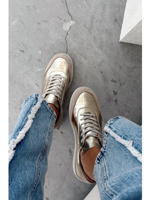 Boho Gold Hakiki Deri Sneaker