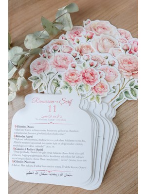 Ramazan Ayı Soft Pembe Güllü 30 Günlük Masa Takvimi, Ramazan-I Şerif Özel Tasarım Ramazan Takvimi