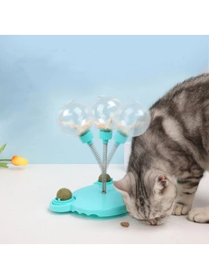 Monozone Eğlenceli Kedi Ödül Maması Dağıtıcı Oyuncak Sevimli Ayı Şeklinde Yemek Çemberi Topları Yaylı Yavaş Besleme Oyuncağı Zihinsel Egzersiz Evcil Hayvan Eğitimi Ve Kedi Nanesi Topu Catnipli (Mavi)