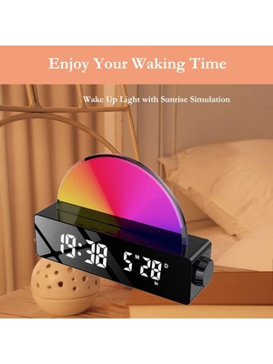 LED alarm masa saat Şarjlı rgb