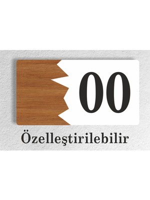 Zafrak Reklam Yatay Özelleştirilebilir Kapı No Kompozit - Ahşap Apartman -Daire Otel Ofis Kapı Numarası Beyaz