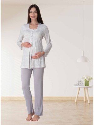 Effortt Dvina Lohusa Pijama Takımı Gri - 9072