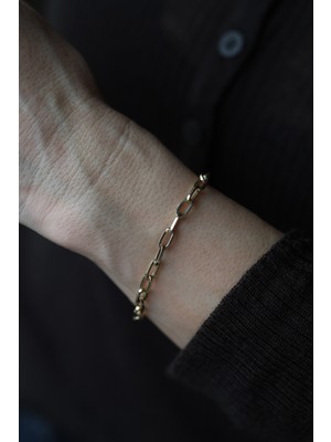 Yenigün Kuyumculuk 14 Ayar Altın Oval Ataç Bileklik