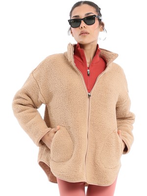 Sportive Sherpa Kadın Kahverengi Günlük Stil Polar 24KK019-KHVE
