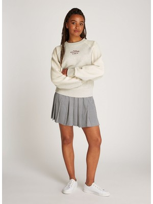 Tommy Hilfiger Bisiklet Yaka Beyaz Kadın Sweatshırt WW0WW4384501T