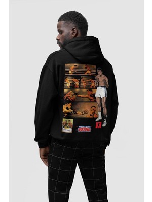Sevbano Tasarım Muhammed Alii Clay Baskılı  Oversize Efsane Boksör Hoodie