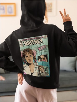 Sevbano Tasarım Dergi Kapağı Britney Spears Baskılı  Oversize Şarkıcı Hoodie