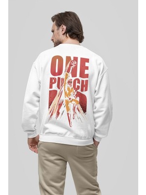 Sevbano One Punch Man Baskılı  Oversize Tasarım Anime Sweatshirt