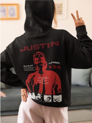 Sevbano Justin Bieber 194 Baskılı  Oversize Tasarım Şarkıcı Hoodie