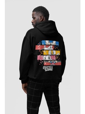 Sevbano Sonic The Hedgehog Baskılı  Oversize Çizgi Film Hoodie