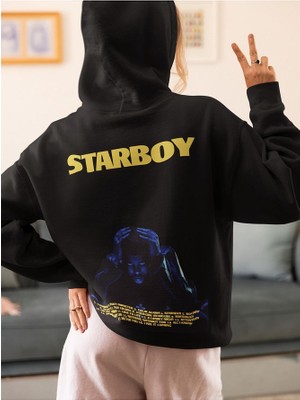 Sevbano The Weeknd Starboy Baskılı  Oversize Rapper Hoodie