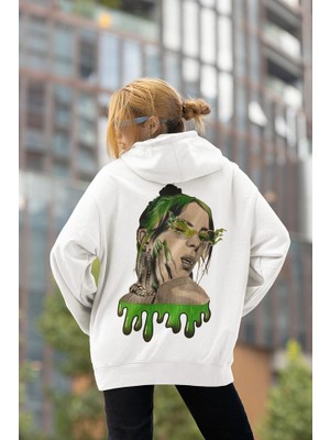 Sevbano Tasarım Billie Eilish Baskılı  Oversize Tasarım Şarkıcı Hoodie