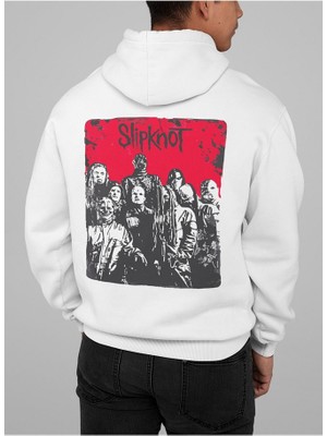 Sevbano Slipknot Baskılı  Oversize Müzik Grubu Rock Metal Hoodie
